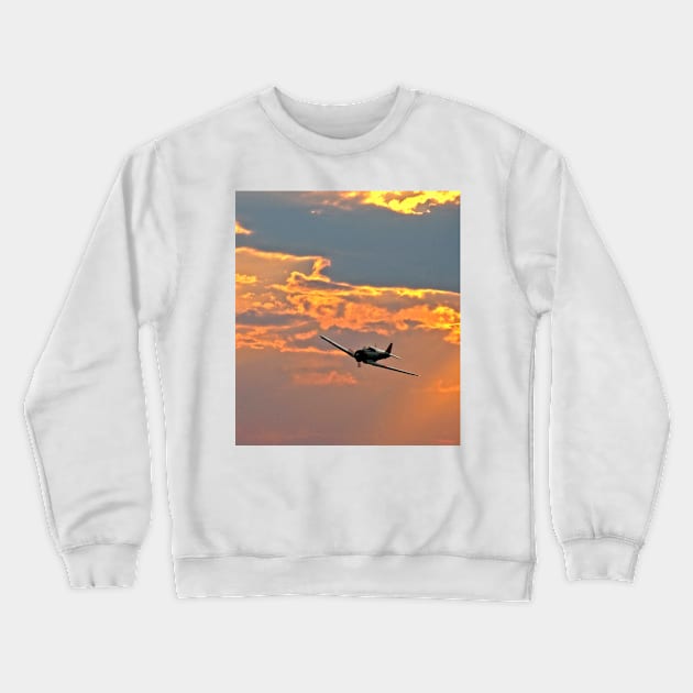 Japanese Zero Fighter Plane at Sunset Crewneck Sweatshirt by Scubagirlamy